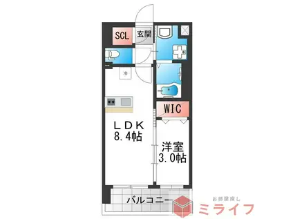 LUXE布施北III(1LDK/12階)の間取り写真