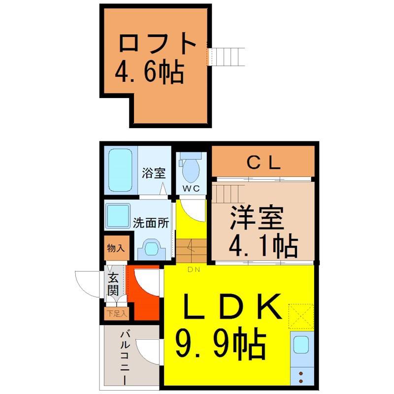 LA PREMIERE(1LDK/2階)の間取り写真
