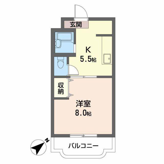 セイントフローレンスIII(1K/2階)の間取り写真