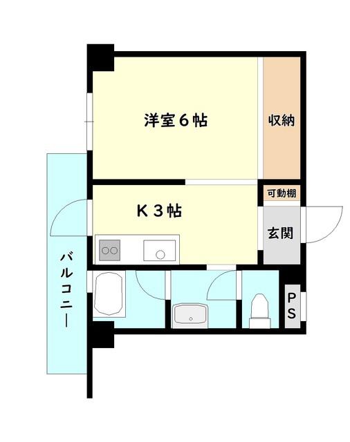 ROOMS本町(ワンルーム/1階)の間取り写真