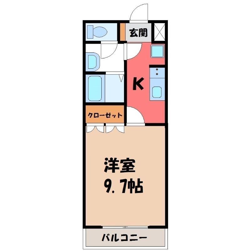 ISベルポート(1K/2階)の間取り写真