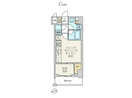 クレストコート北千住レジデンス(1LDK/9階)の間取り写真