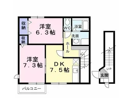 メゾン・フリージアC(2DK/2階)の間取り写真