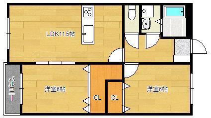 プレステージ東貫αI(2LDK/2階)の間取り写真
