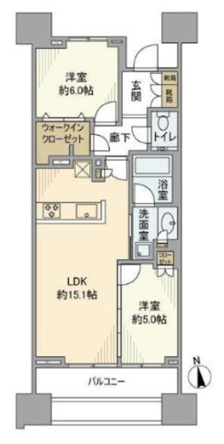 プラウド京王聖蹟桜ヶ丘(2LDK/18階)の間取り写真