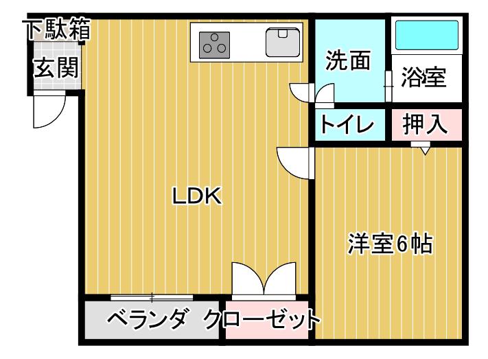 コーポサンフラワー(1LDK/2階)の間取り写真