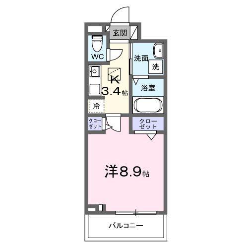 パークグレイス上尾(1K/1階)の間取り写真