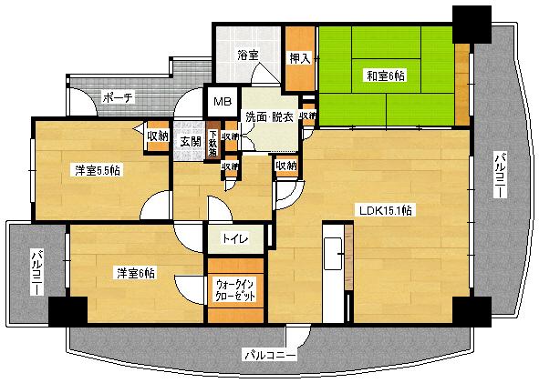 プルミエールA.CITY(3LDK/11階)の間取り写真