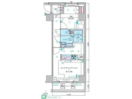 GENOVIA本所吾妻橋SKYGARDEN(1LDK/2階)の間取り写真