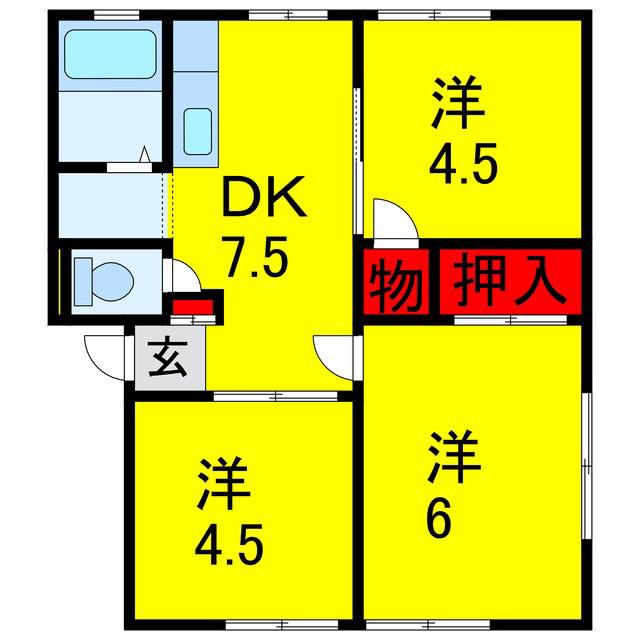 サンハイツC(3DK/1階)の間取り写真