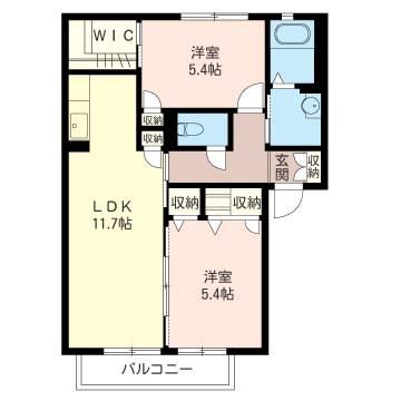 メルシーパル(2LDK/1階)の間取り写真