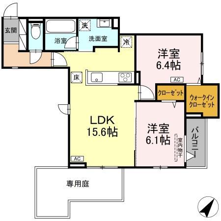 TORISIA向中野 IV(2LDK/1階)の間取り写真