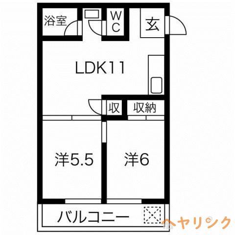 コーポ小池(2LDK/6階)の間取り写真