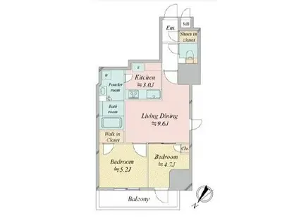 レジディア中目黒III(2LDK/3階)の間取り写真