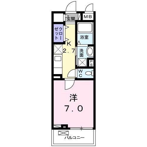 BELLE FONTAINE(1K/2階)の間取り写真