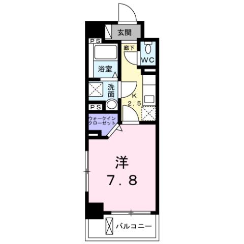 エバーハイム畝傍(1K/4階)の間取り写真