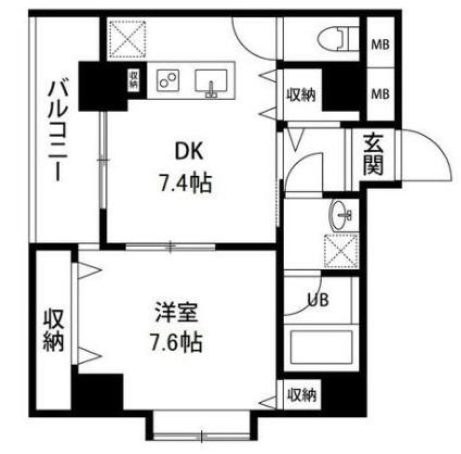 オーモリ(1DK/2階)の間取り写真