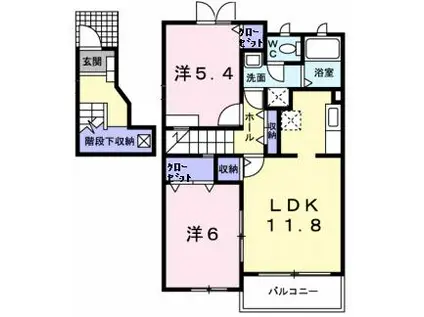 グランドステージC(2LDK/2階)の間取り写真