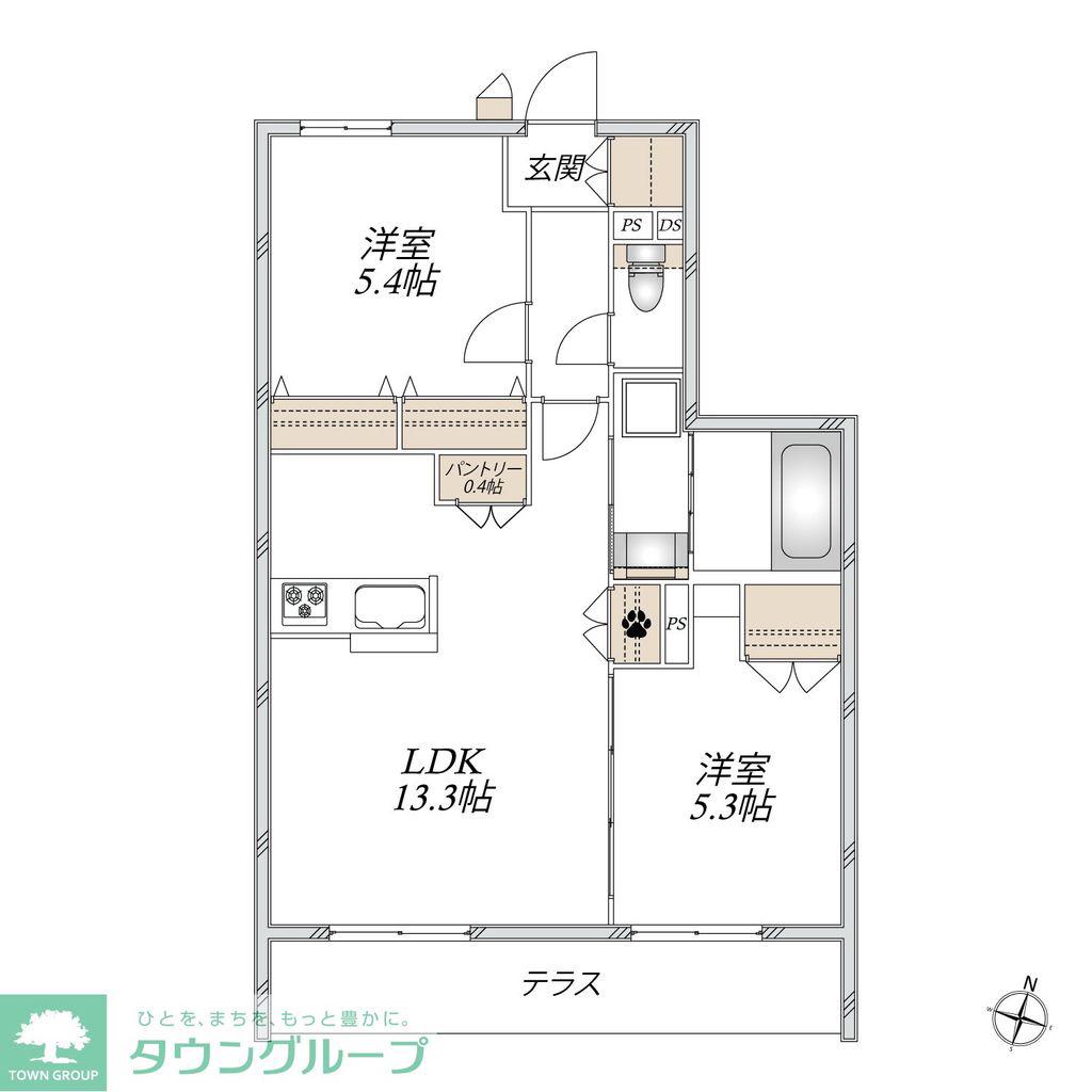 ALCYONE SHIZU(2LDK/1階)の間取り写真
