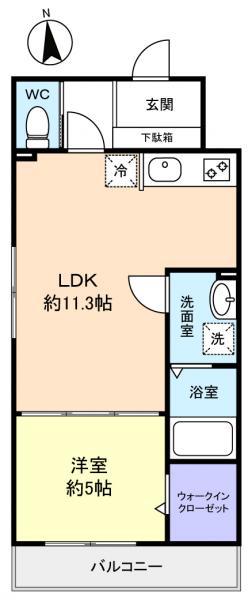 PLAISIR(1LDK/2階)の間取り写真