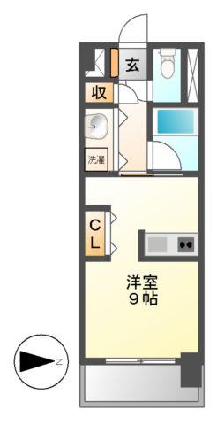 ALATO丸の内(ワンルーム/13階)の間取り写真