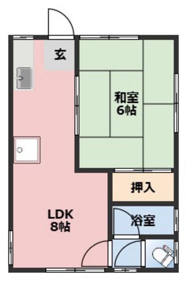そよ風と春のメゾンB(1LDK/1階)の間取り写真