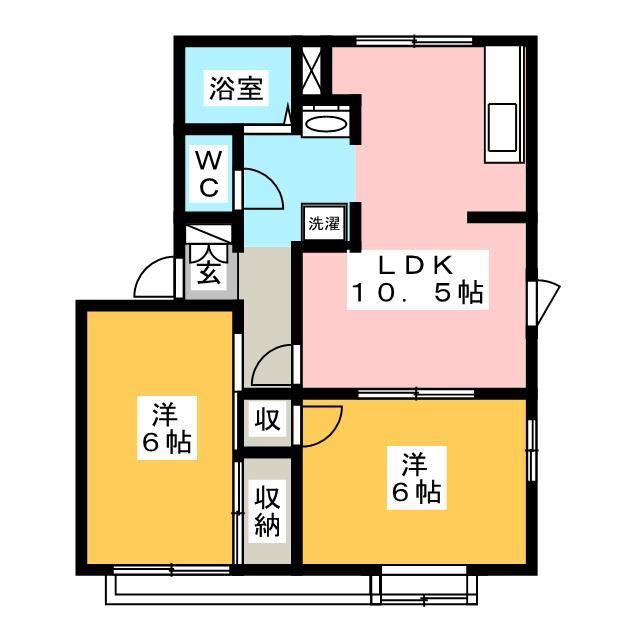 メモリーハイツミカ(2LDK/2階)の間取り写真