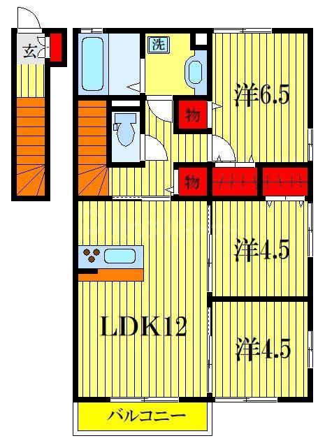 ジーフロント(3LDK/2階)の間取り写真