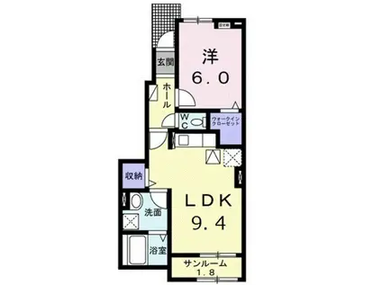 カーサ・グランデ A(1LDK/1階)の間取り写真