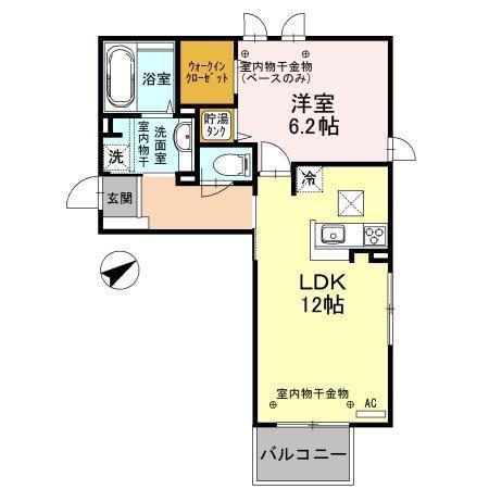 北陸新幹線 小松駅 徒歩17分 3階建 築9年(1LDK/1階)の間取り写真