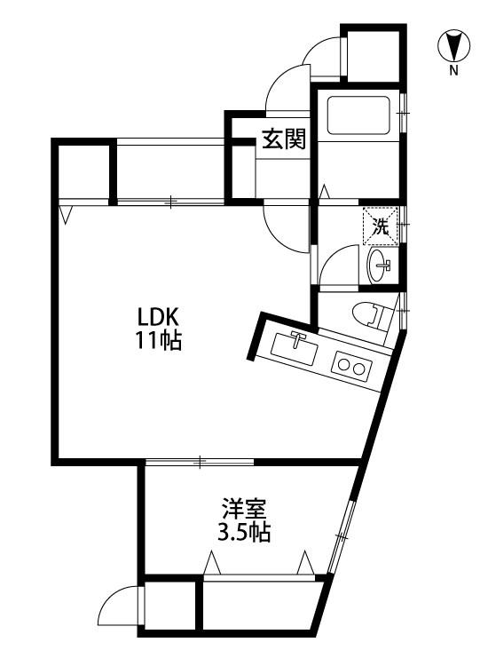パインテイル II(1LDK/1階)の間取り写真
