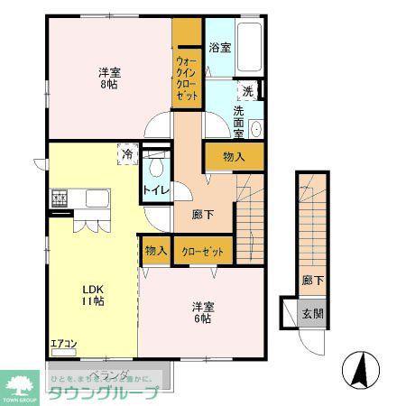 シャルメゾンA棟(2LDK/2階)の間取り写真