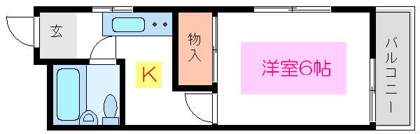 古川ハイツ(1K/2階)の間取り写真