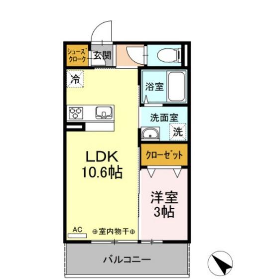プラネージュII(1LDK/2階)の間取り写真
