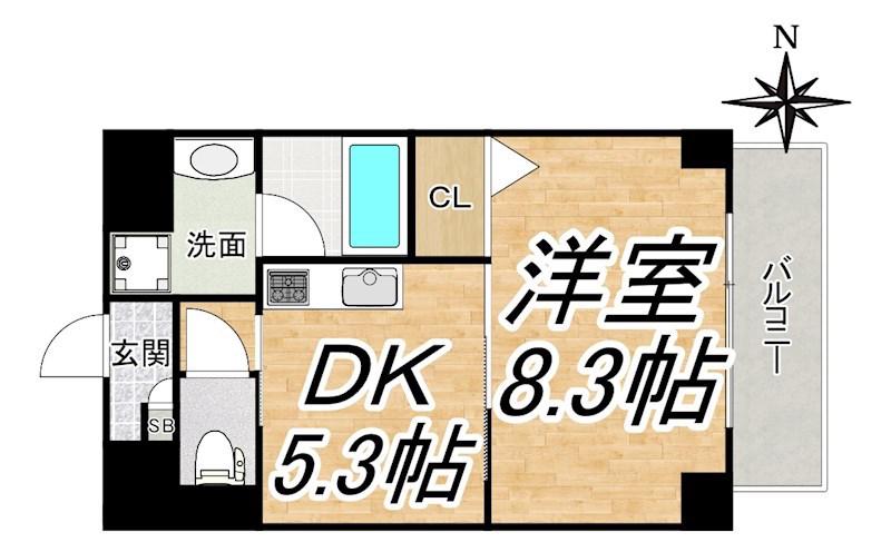 カルムクレール 258(1DK/9階)の間取り写真
