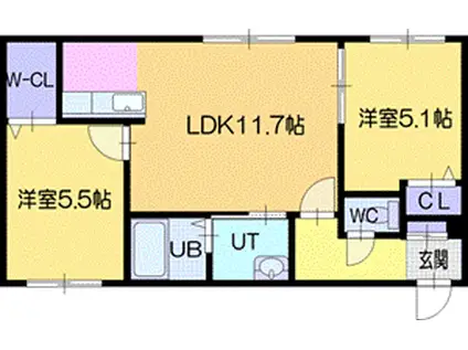 アッサンブラージュC.T.Y (2LDK/2階)の間取り写真