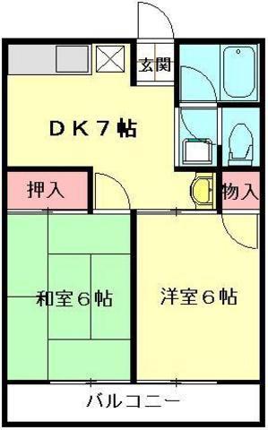 シティハイムジャルダン(2DK/2階)の間取り写真