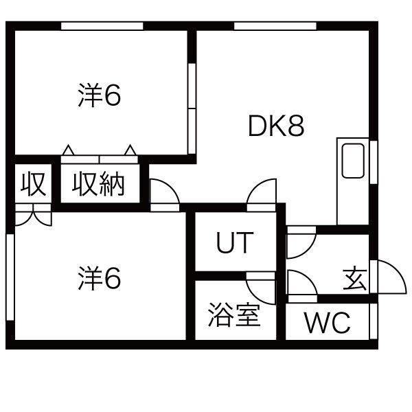 近江ハイツ(2DK/1階)の間取り写真