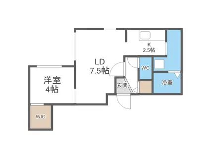 PORTE-BONHEUR NISHISEN6JOポルトボヌールニシ(1LDK/5階)の間取り写真