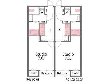 ウェルデンス熊谷A(1K/1階)の間取り写真