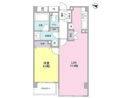 KDXレジデンス成城(1LDK/1階)の間取り写真