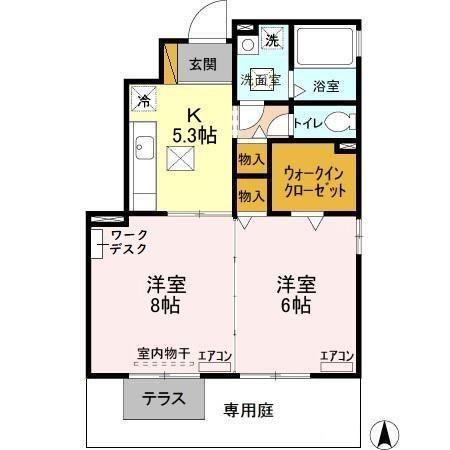 グリーンヴィラカラビナN(2K/1階)の間取り写真