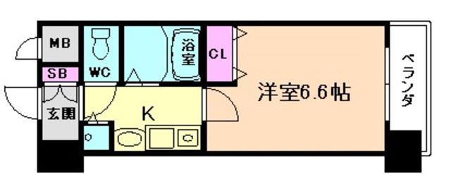アクロス塚本リヴィエール(1K/4階)の間取り写真