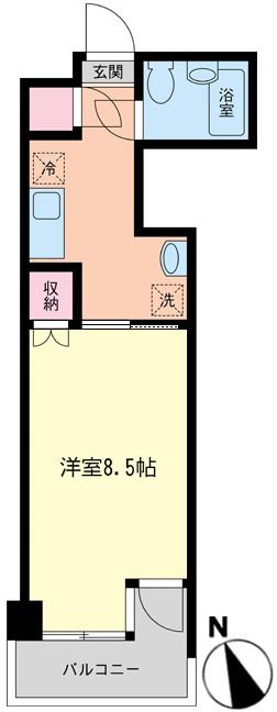 第3根岸ハイツ(1K/4階)の間取り写真