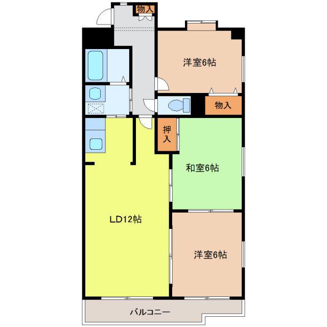 東栄ビル(3LDK/3階)の間取り写真