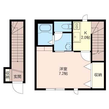 K-HOUSE(1K/2階)の間取り写真