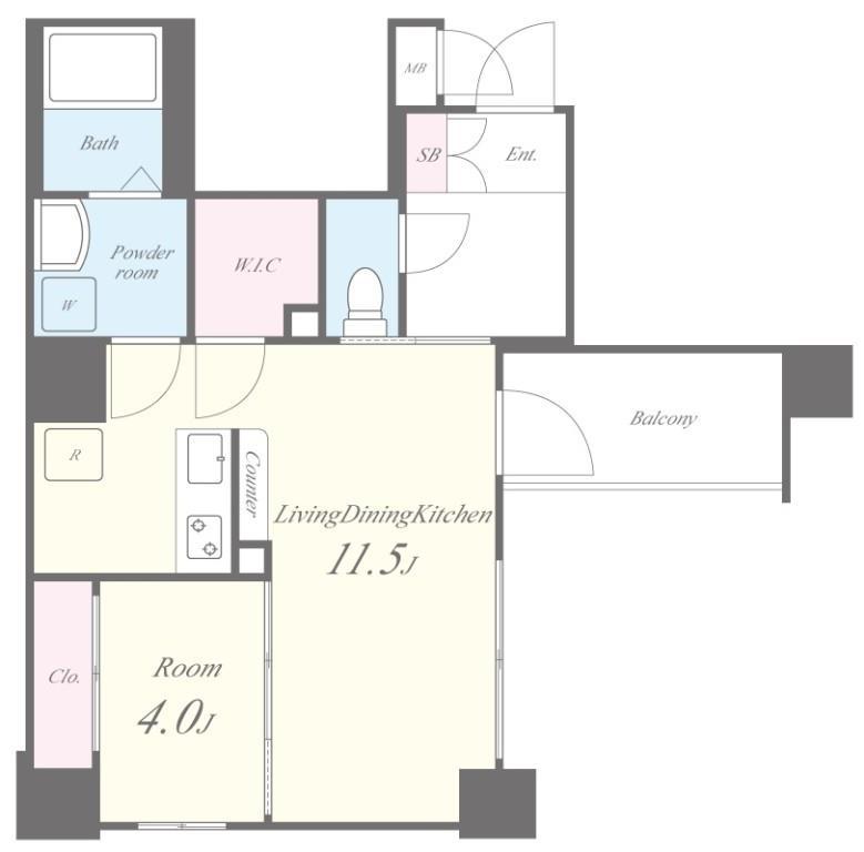 LA CASA 玉造(1LDK/4階)の間取り写真
