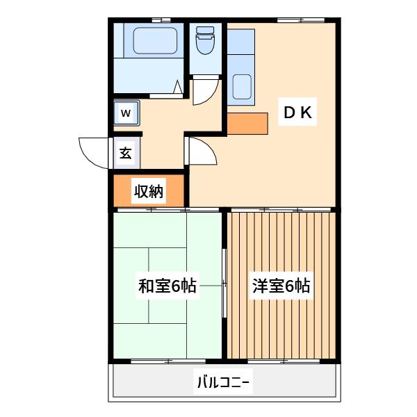 コーポ富士見台(2DK/3階)の間取り写真