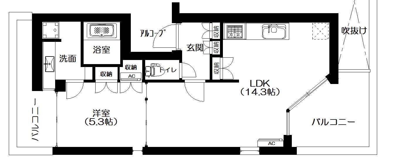 HILL TERRACE J3(1LDK/3階)の間取り写真