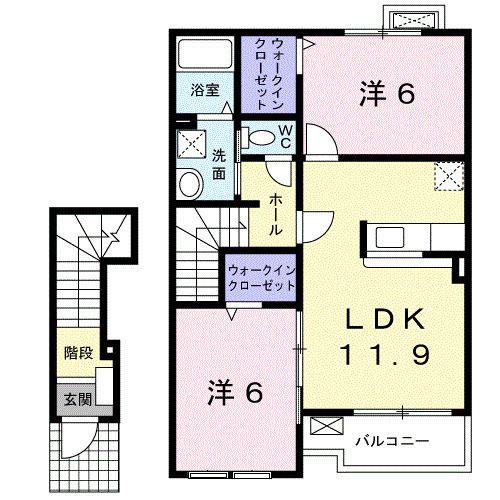 フォレスタ・高松 I(2LDK/2階)の間取り写真